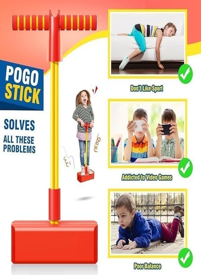 TECH LOGO ELECTRONICS Kids Pogo Jumper Fun and Safe Pogo Stick for Toddlers, Durable Foam Bungee Jumping Stick Makes Squeaky Sounds Improves Balance, Bouncing Toy (Red) - Image 3